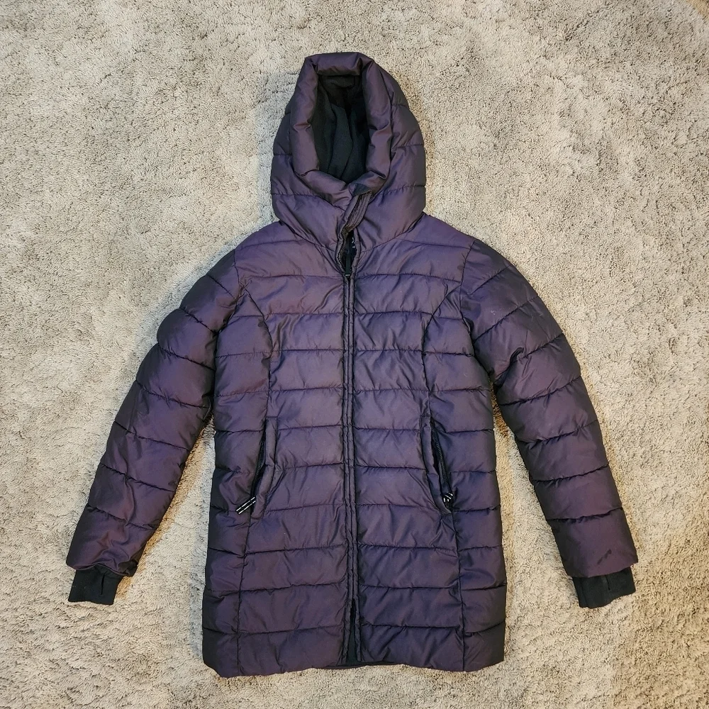 All In Motion Girls Hooded Purple Puffer Jacket Size XL 14/16